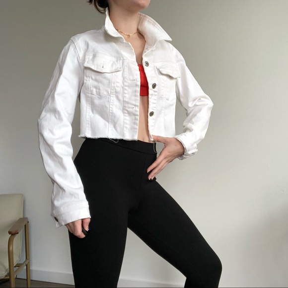 White Cropped Jean Jacket - Picture 4 of 6